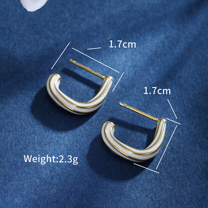 1 Pair XUPING Simple Style Commute Geometric Stripe Enamel Stainless Steel 14K Gold Plated Ear Studs