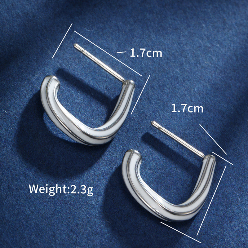 1 Pair XUPING Simple Style Commute Geometric Stripe Enamel Stainless Steel 14K Gold Plated Ear Studs