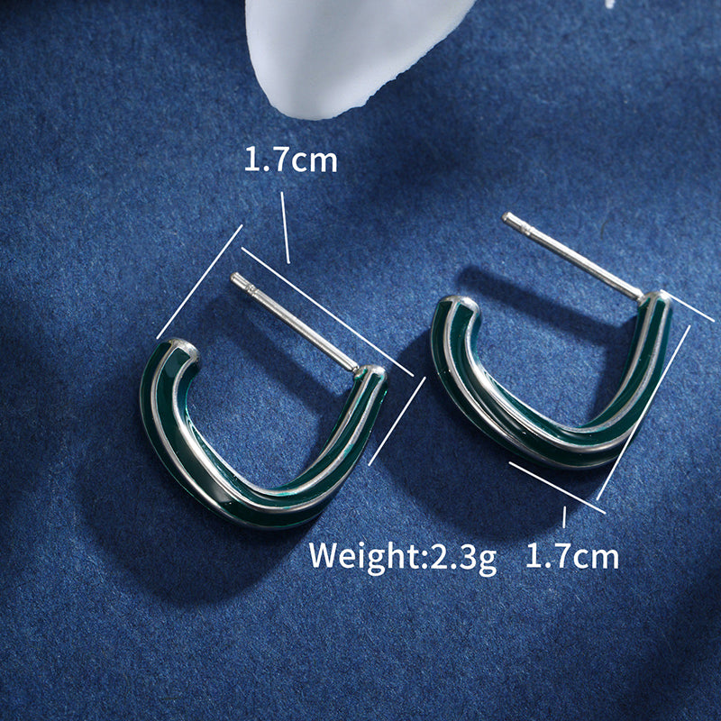 1 Pair XUPING Simple Style Commute Geometric Stripe Enamel Stainless Steel 14K Gold Plated Ear Studs