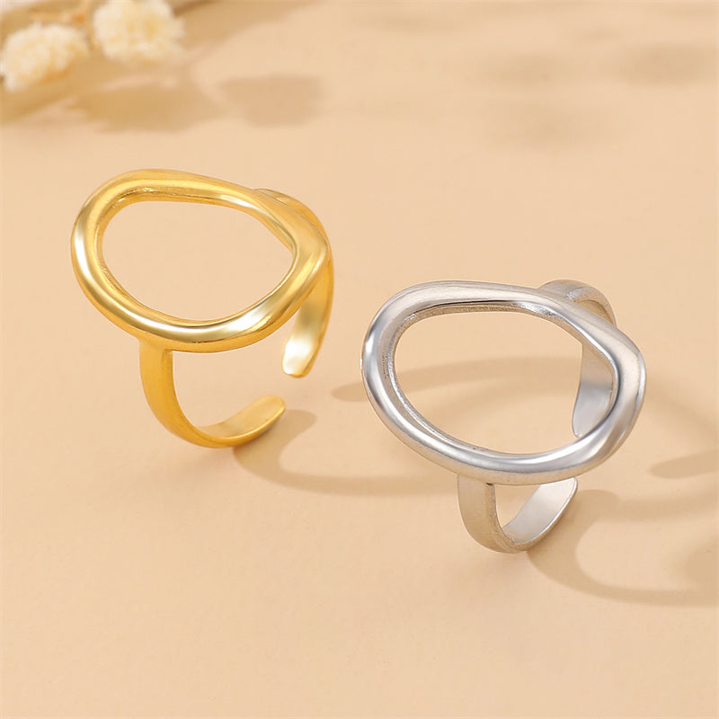 Stainless Steel 18K Gold Plated Gold Plated Casual Modern Style Streetwear Oval Hollow Out Open Rings