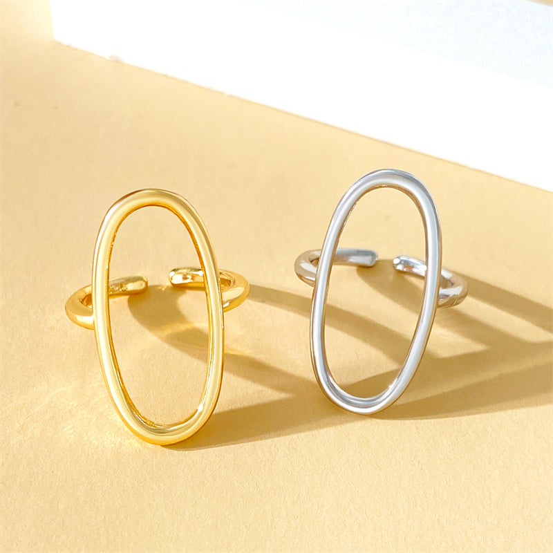 Stainless Steel 18K Gold Plated Gold Plated Casual Modern Style Streetwear Oval Hollow Out Open Rings