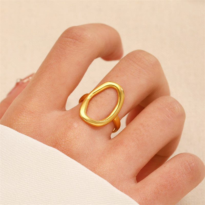 Stainless Steel 18K Gold Plated Gold Plated Casual Modern Style Streetwear Oval Hollow Out Open Rings