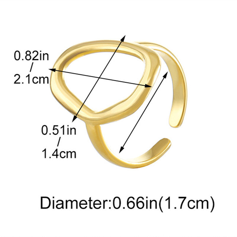 Stainless Steel 18K Gold Plated Gold Plated Casual Modern Style Streetwear Oval Hollow Out Open Rings