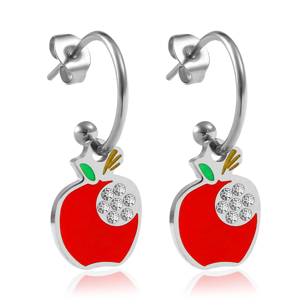 1 Pair Cute Simple Style Apple Titanium Steel Drop Earrings