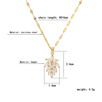 Titanium Steel Gold Plated Glam Luxurious Plating Inlay Solid Color Diamond Pendant Necklace