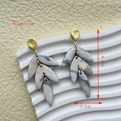 1 Pair Simple Style Leaf Plating Alloy Soft Clay 14K Gold Plated Dangling Earrings