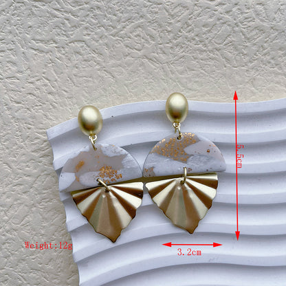 1 Pair Simple Style Leaf Plating Alloy Soft Clay 14K Gold Plated Dangling Earrings