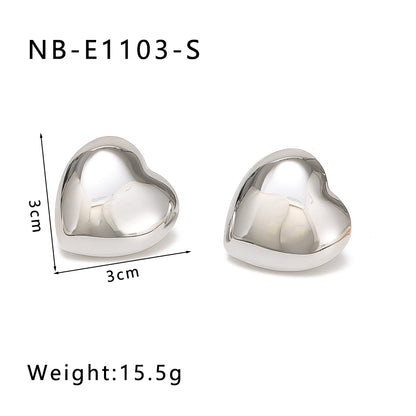 1 Pair IG Style Modern Style Simple Style Heart Shape Stainless Steel 18K Gold Plated Ear Studs