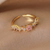 Wholesale Simple Style Shiny Star Water Droplets Heart Shape Copper Inlay White Gold Plated Gold Plated Zircon Open Rings