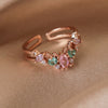 Wholesale Simple Style Shiny Star Water Droplets Heart Shape Copper Inlay White Gold Plated Gold Plated Zircon Open Rings