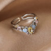 Wholesale Simple Style Shiny Star Water Droplets Heart Shape Copper Inlay White Gold Plated Gold Plated Zircon Open Rings