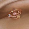 Wholesale Simple Style Shiny Star Water Droplets Heart Shape Copper Inlay White Gold Plated Gold Plated Zircon Open Rings