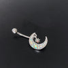 Novelty Streetwear Animal Moon Stainless Steel Plating Inlay Rhinestones White Gold Plated Belly Ring