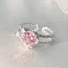 Wholesale Sweet Geometric Heart Shape Bow Knot Copper Plating Inlay Zircon Open Rings