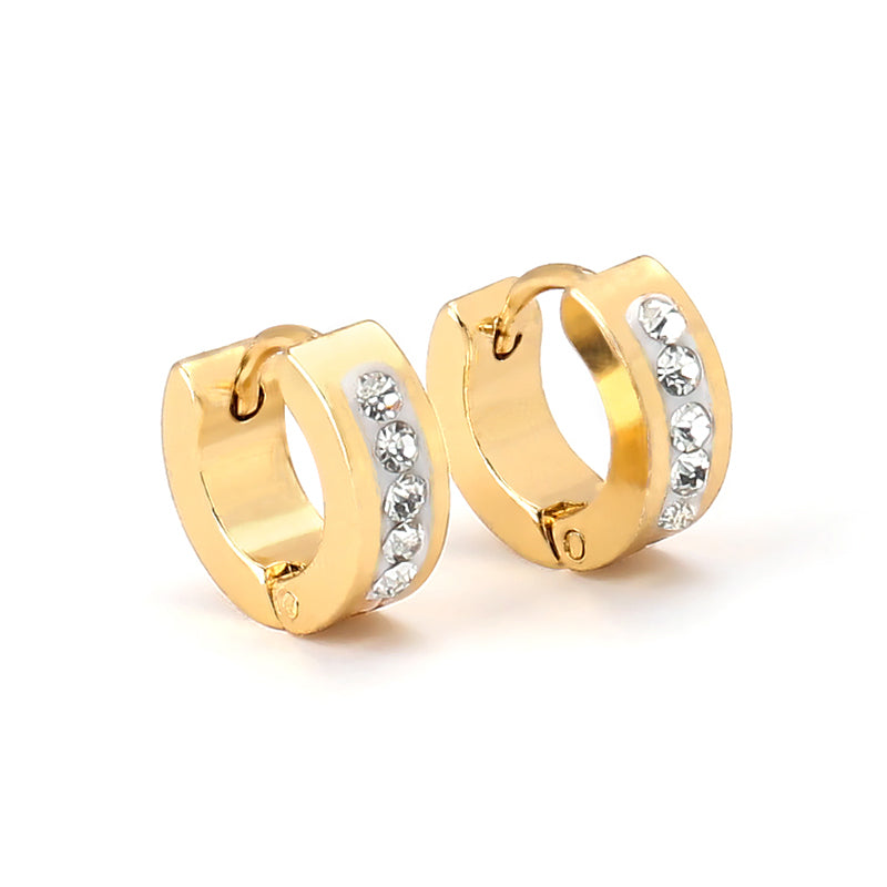 1 Pair Elegant Simple Style Geometric Stainless Steel Zircon 18K Gold Plated Huggie Earrings