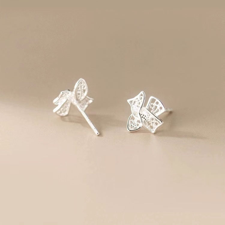 1 Pair Elegant Simple Style Bow Knot Plating Sterling Silver Ear Studs