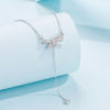 Sterling Silver Elegant Simple Style Bow Knot Plating Zircon Pendant Necklace