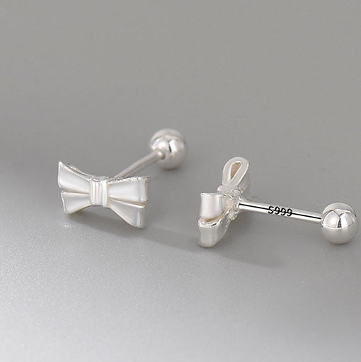 1 Pair Elegant Simple Style Bow Knot Plating Sterling Silver Ear Studs