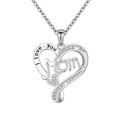 Sterling Silver IG Style Elegant Letter Heart Shape Plating Rhinestones Pendant Necklace