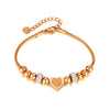 Stainless Steel Simple Style Heart Shape Plating Inlay Zircon Bracelets