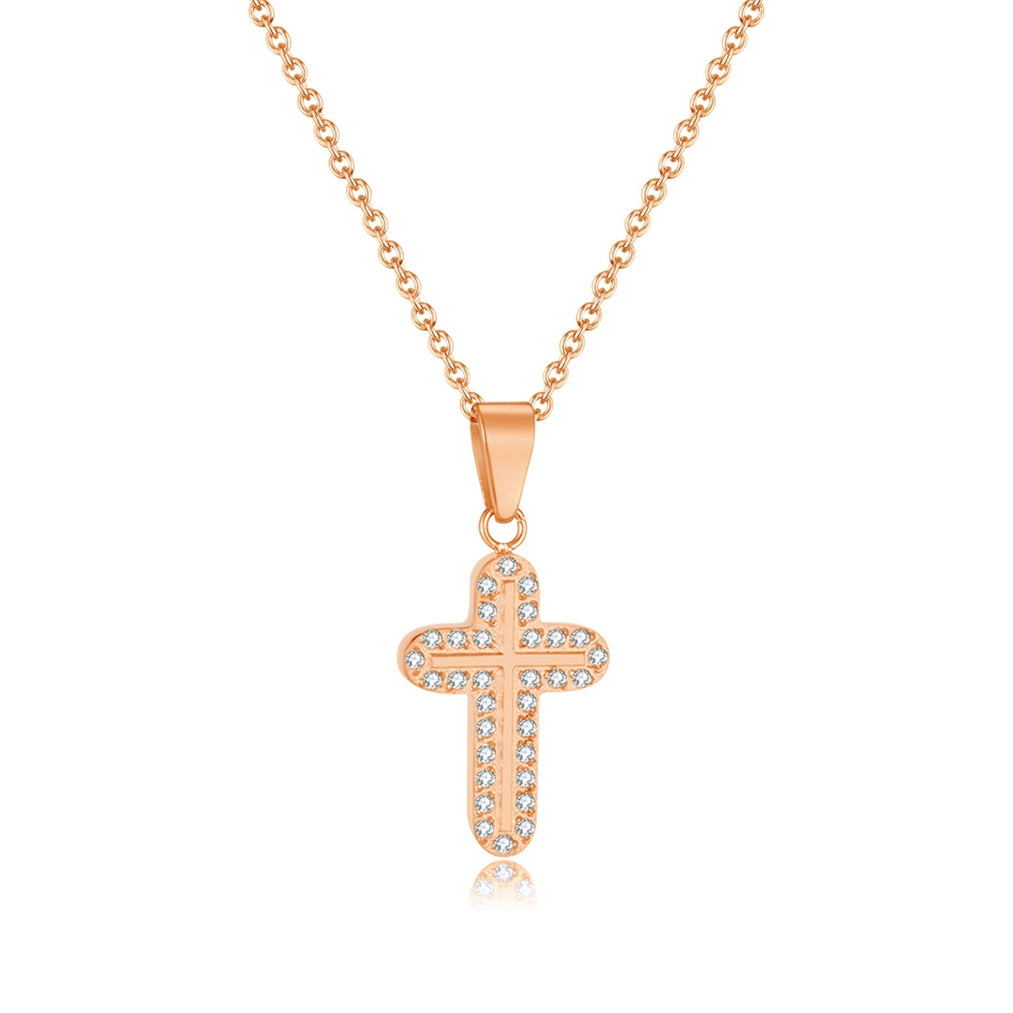 Titanium Steel Simple Style Cross Plating Inlay Zircon Pendant Necklace