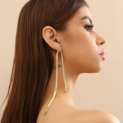 1 Pair Elegant Exaggerated Geometric Tassel Copper Drop Earrings