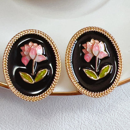 1 Pair Vintage Style Flower Plating Alloy Ear Studs