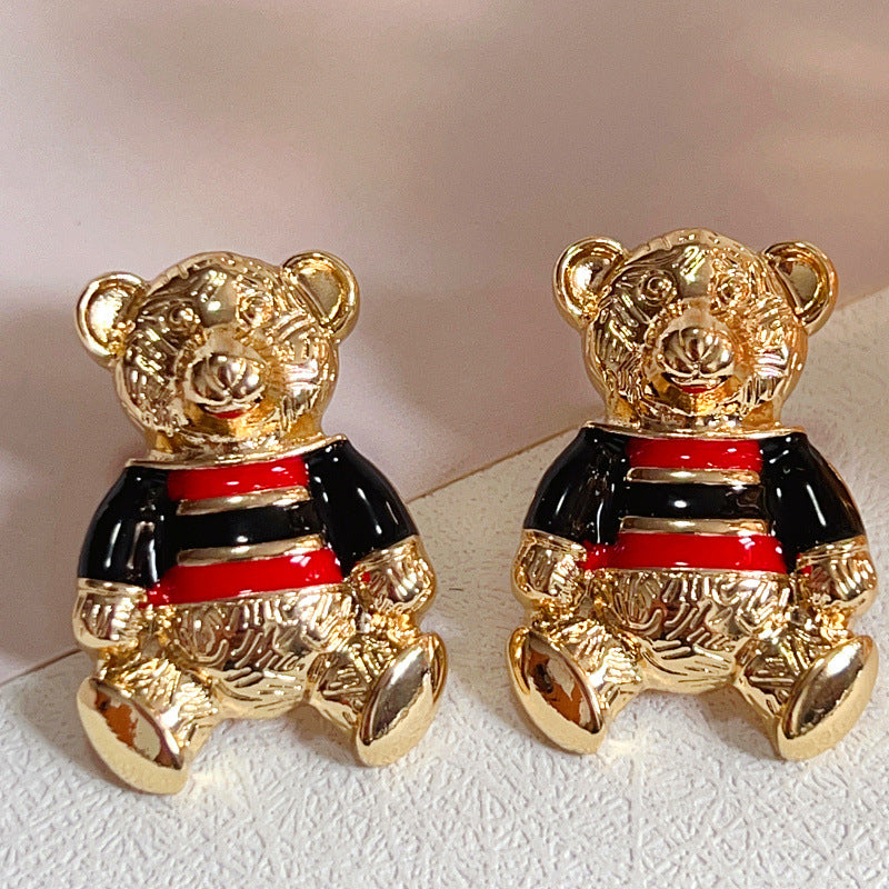 1 Pair Retro Bear Horse Alloy Ear Studs