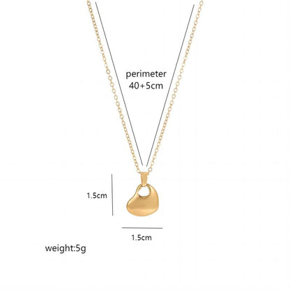 Stainless Steel 18K Gold Plated Elegant Simple Style Heart Shape Polishing Pendant Necklace