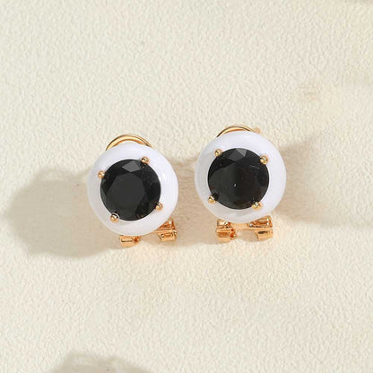 1 Pair Simple Style Round Inlay Copper Rhinestones 14K Gold Plated Ear Studs