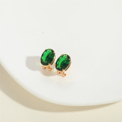 1 Pair Simple Style Oval Inlay Copper Acrylic 14K Gold Plated Ear Studs