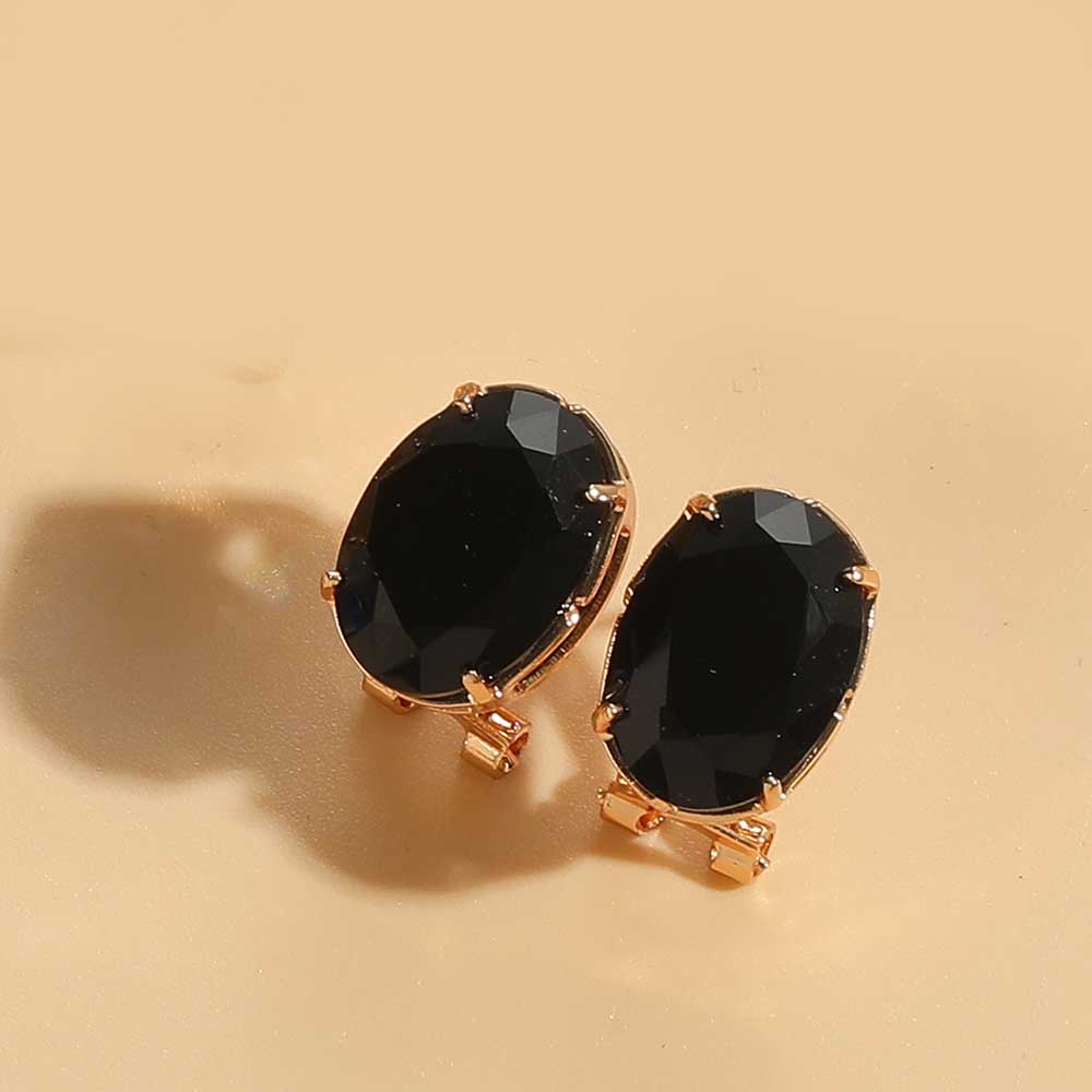 1 Pair Simple Style Oval Inlay Copper Acrylic 14K Gold Plated Ear Studs