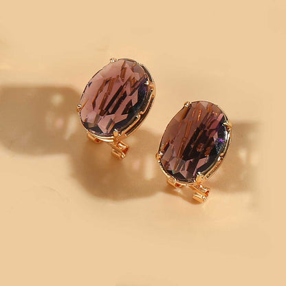 1 Pair Simple Style Oval Inlay Copper Acrylic 14K Gold Plated Ear Studs