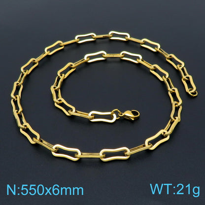 European And American 18k Gold Stainless Steel Rectangular Chain Necklace Bracelet Wholesale