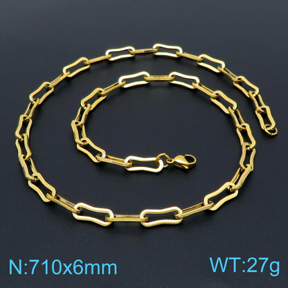 European And American 18k Gold Stainless Steel Rectangular Chain Necklace Bracelet Wholesale