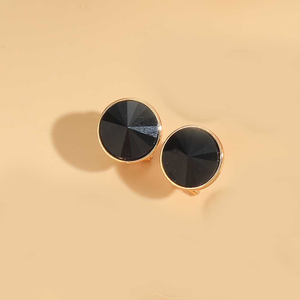 1 Pair Vintage Style Round Inlay Copper Acrylic Diamond 14K Gold Plated Ear Studs