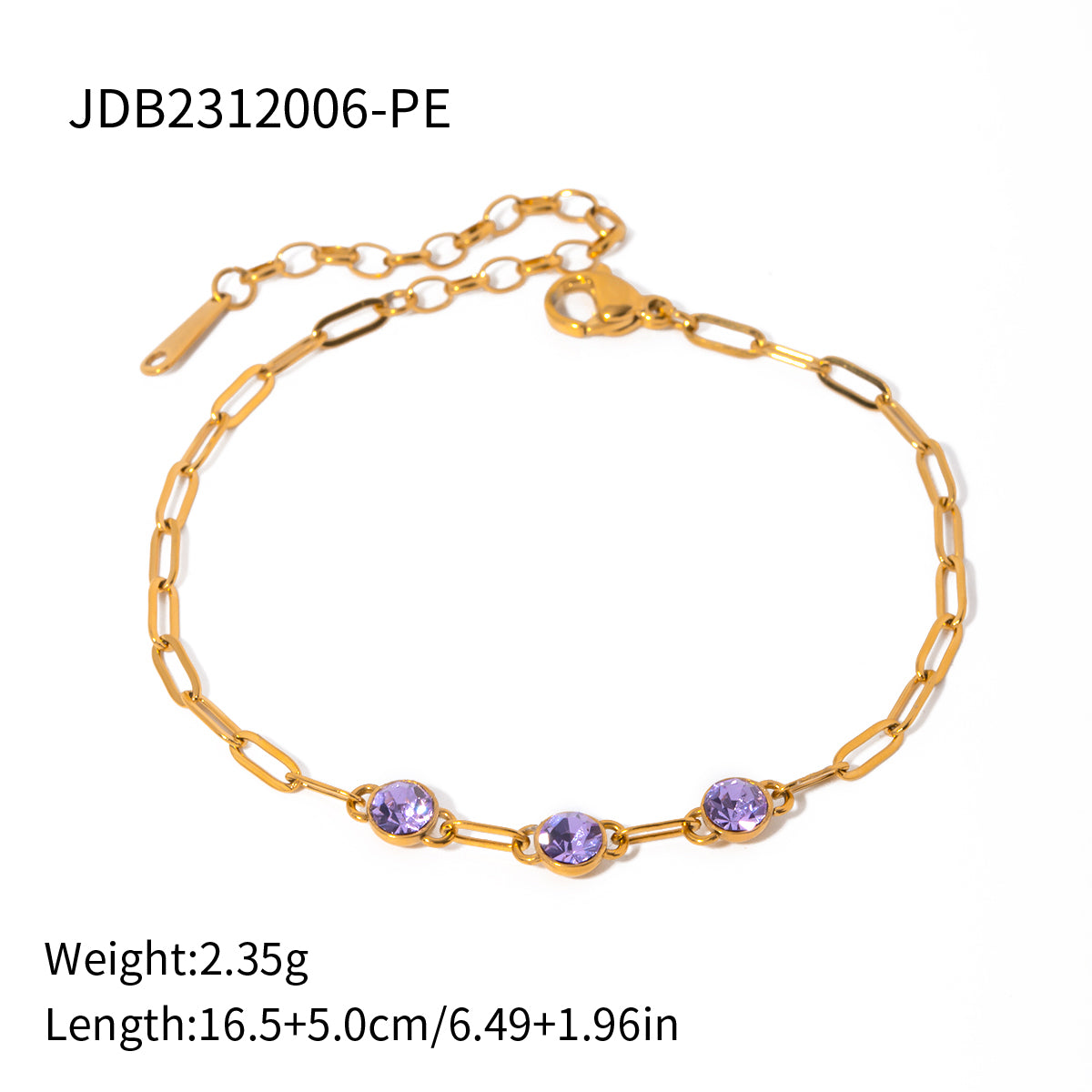 Stainless Steel 18K Gold Plated Simple Style Round Inlay Zircon Bracelets