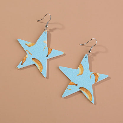 1 Pair Casual Vacation Star Fruit Imitation Leather Drop Earrings