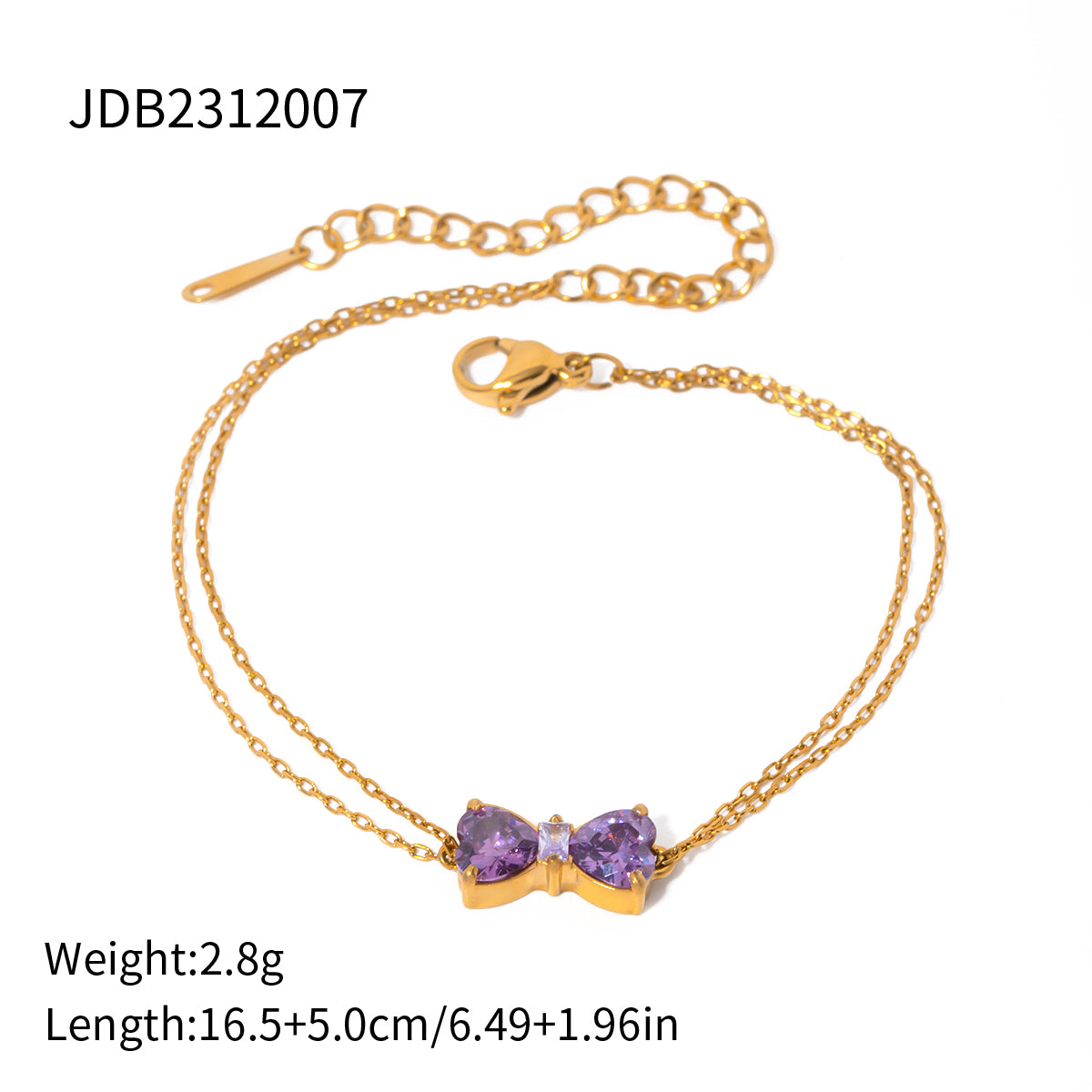 Stainless Steel 18K Gold Plated Elegant Simple Style Bow Knot Inlay Zircon Bracelets