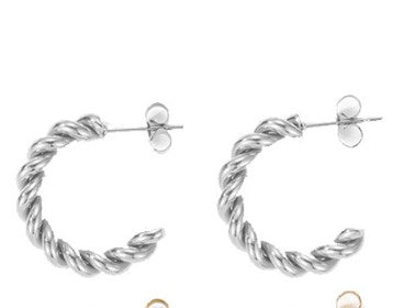 1 Pair Simple Style Geometric Solid Color Plating Stainless Steel Hoop Earrings