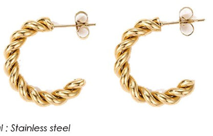 1 Pair Simple Style Geometric Solid Color Plating Stainless Steel Hoop Earrings