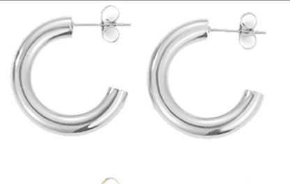 1 Pair Simple Style Geometric Solid Color Plating Stainless Steel Hoop Earrings