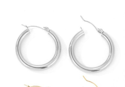 1 Pair Simple Style Geometric Solid Color Plating Stainless Steel Hoop Earrings