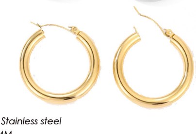 1 Pair Simple Style Geometric Solid Color Plating Stainless Steel Hoop Earrings