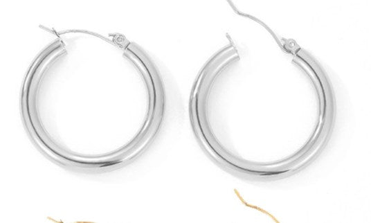 1 Pair Simple Style Geometric Solid Color Plating Stainless Steel Hoop Earrings