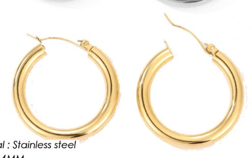 1 Pair Simple Style Geometric Solid Color Plating Stainless Steel Hoop Earrings