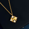 Copper 18K Gold Plated IG Style Commute Shiny Square Inlay Zircon Earrings Necklace