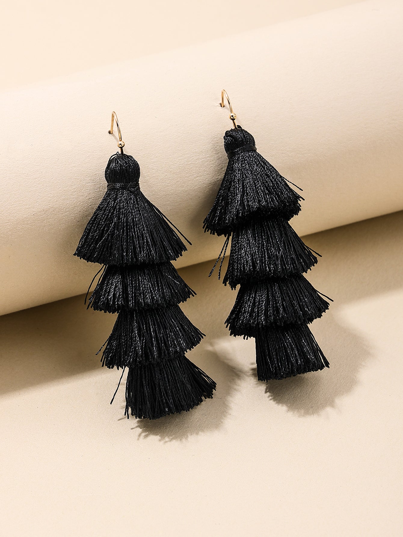 1 Pair Vacation Bohemian Tassel Cloth Drop Earrings