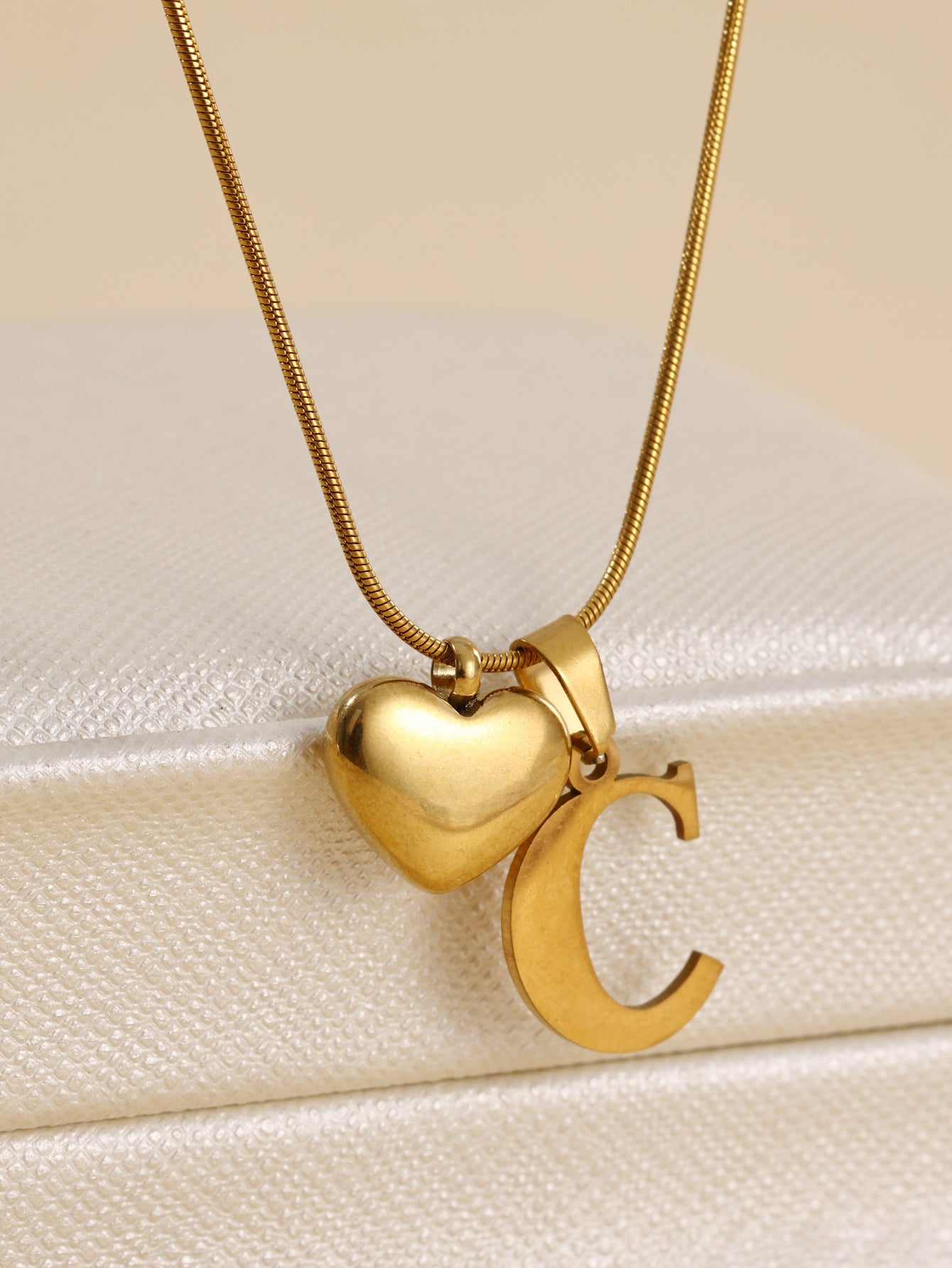 Stainless Steel Copper 18K Gold Plated IG Style Letter Heart Shape Pendant Necklace