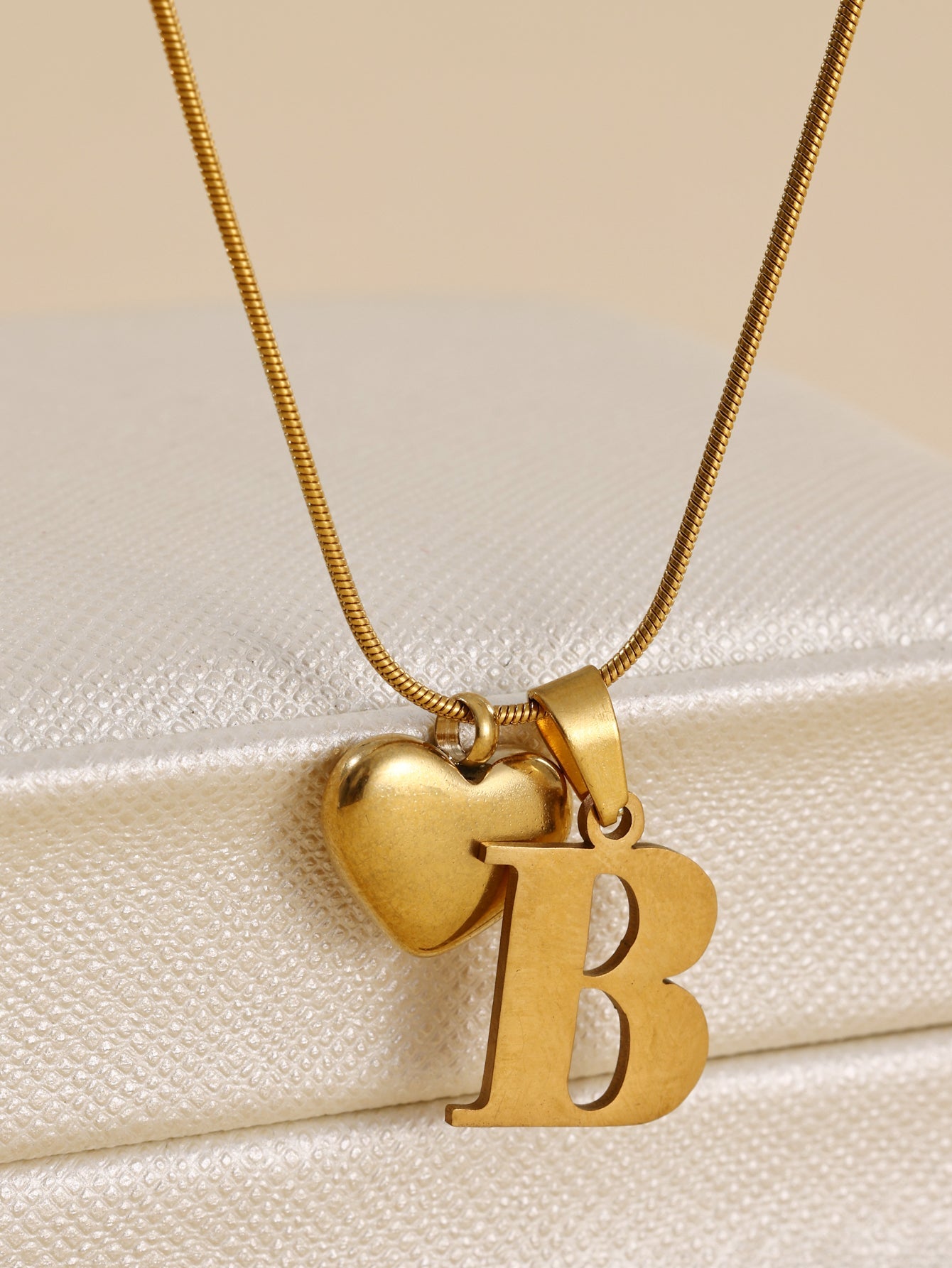 Stainless Steel Copper 18K Gold Plated IG Style Letter Heart Shape Pendant Necklace